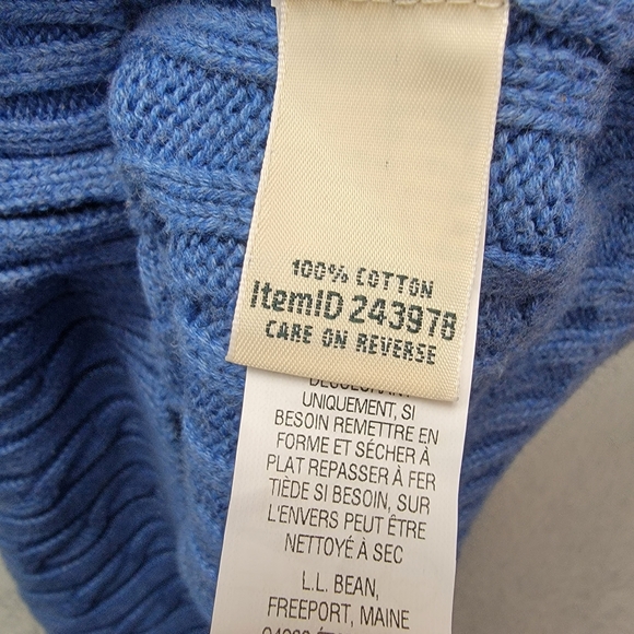 🍁L.L. Bean Preppy Fall/Autumn French Blue Cable Knit Cardigan - Picture 9 of 11